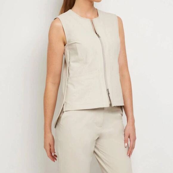 Anatomie Adley Techno Linen Vest Top Champagne Beige Travel Utility SZ L - Picture 5 of 7